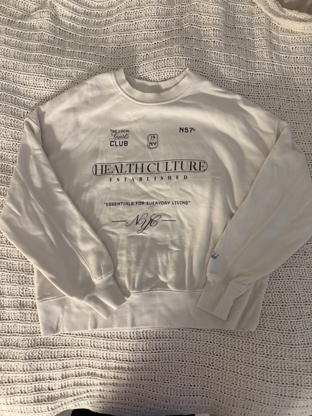 H&M Cream Crewneck Sweatshirt with 'Health Culture' Graphic